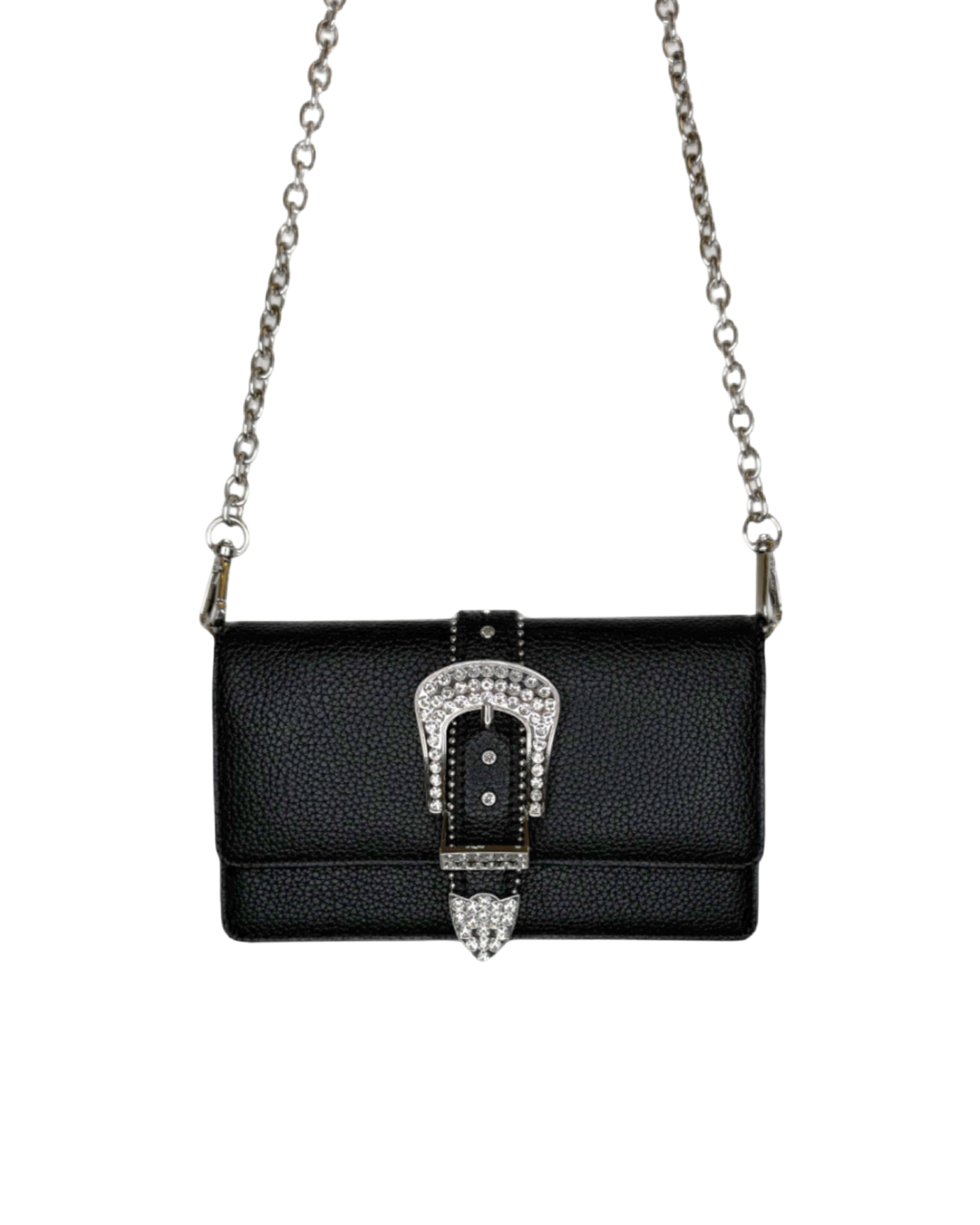 Vegan Leather Clutch with Cross-Body Chain